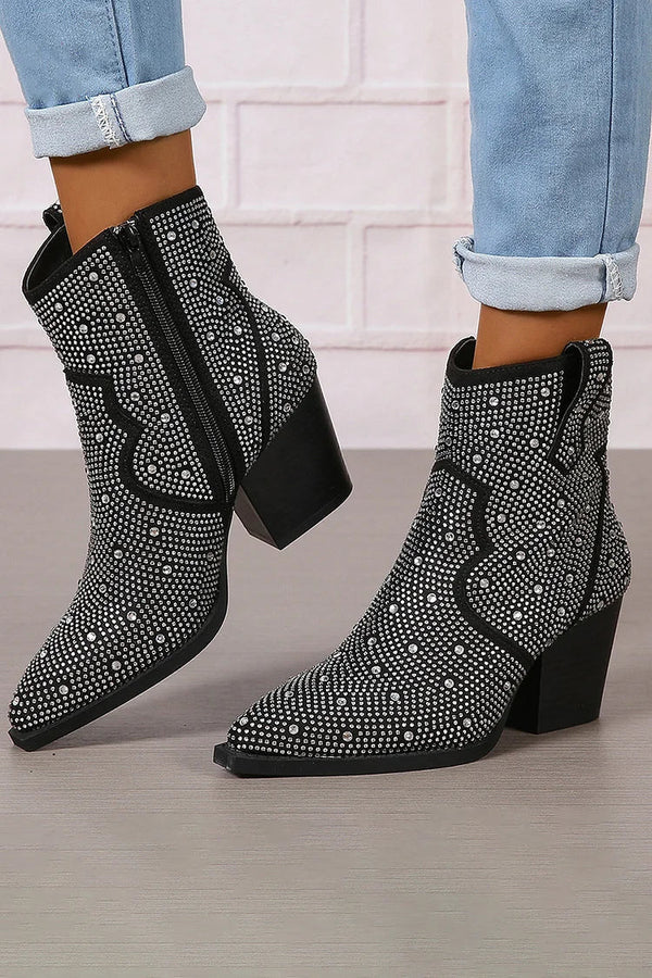 Melas | Eleganckie botki za kostkę z patchworkiem i zamkiem