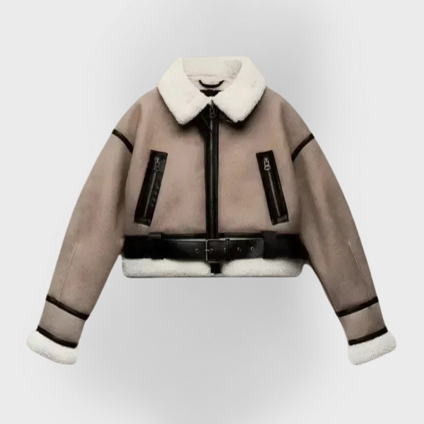 Bellini | Uniwersalna kurtka skórzana w kolorze khaki