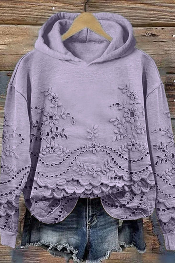 Sweter z kapturem z koronką Prato