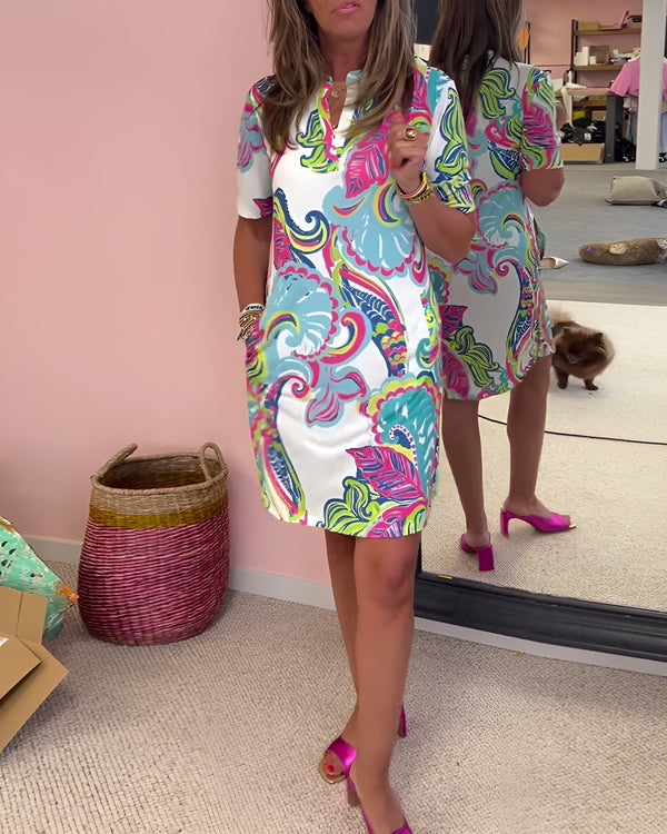 Gaëlle | Lekka sukienka w kwiaty z dekoltem w serek