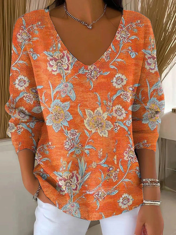 Melavie – Damski sweter z głębokim dekoltem w serek