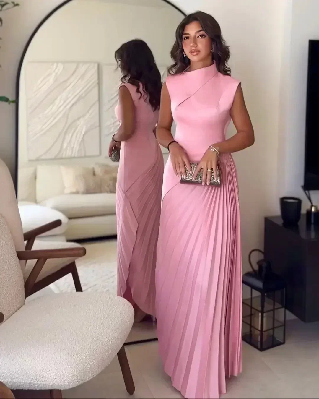 Ellison - Klasyczna Sukienka Maxi z Drapowaniem