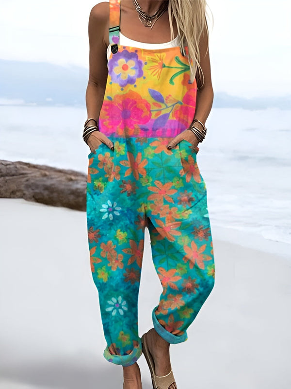 Liv™ | Ogrodniczki w Kwiatowy Wzór Akwarelowy