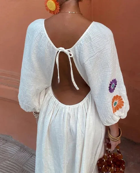 Maëlle™ | Długa Sukienka Haftowana