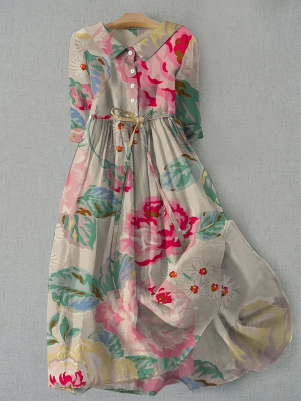 Livia - Elegancka Sukienka w Kwiaty z Krótkim Rękawem