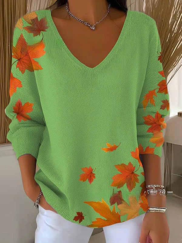 Melavie – Damski miękki sweter z głębokim dekoltem w serek