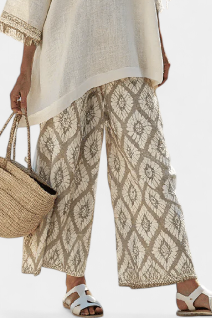 Kompletny Boho Chic Daisy: Długa Koszula i Spodnie z Wydrukiem dla Unikalnego Stylu