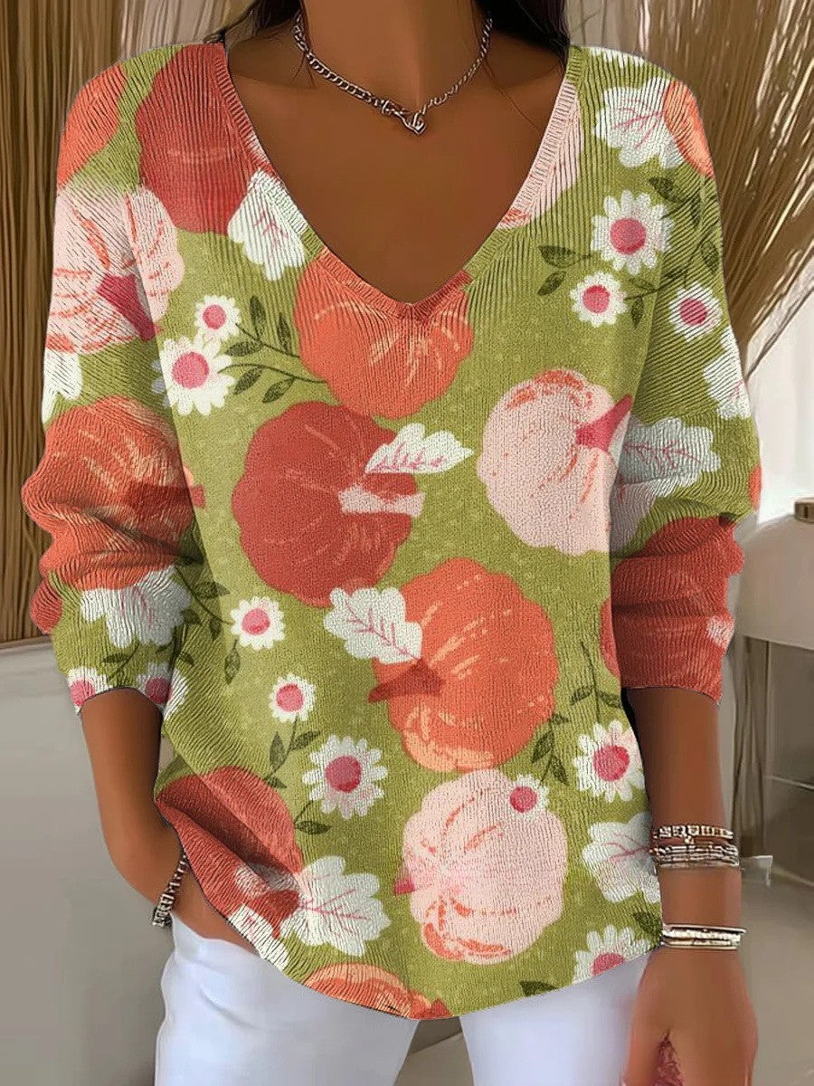 Melavie – Klasyczny miękki sweter z dekoltem w serek