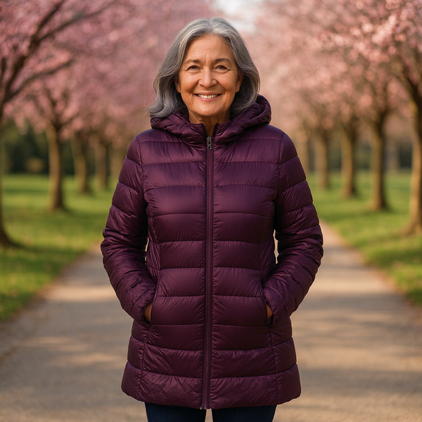 Kurtka Helsa Długa Pikowana Średniosezonowa | Fioletowa