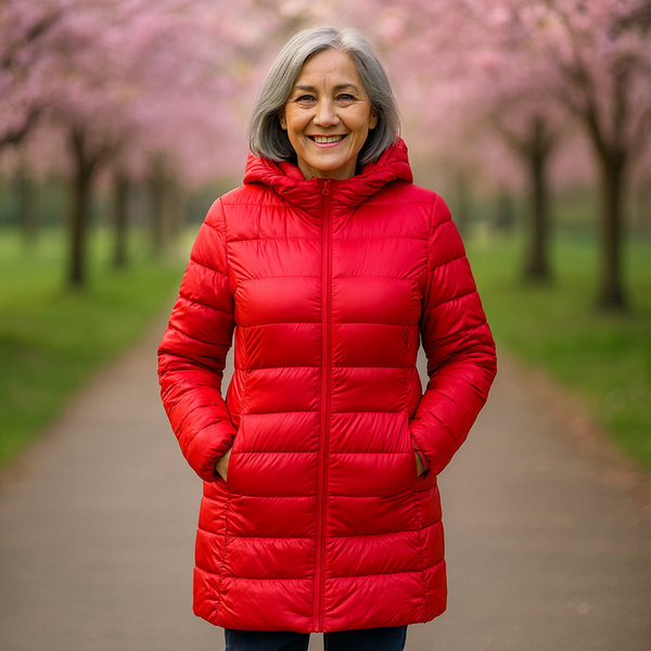 Helsa Długa Puchowa Kurtka Średnia | Czerwona