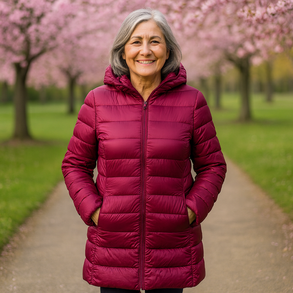 Kurtka Helsa Długa Pikowana Średnia | Ciemnoczerwona