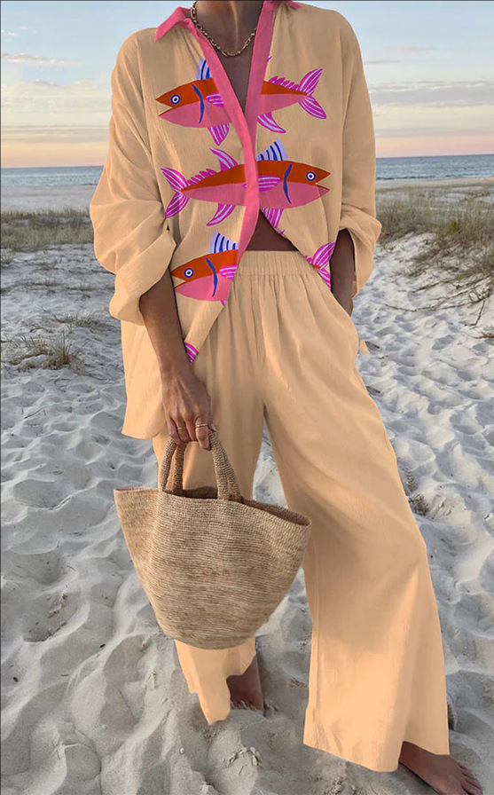 Evalisse™ | Zestaw pościeli z różowym wzorem ryb