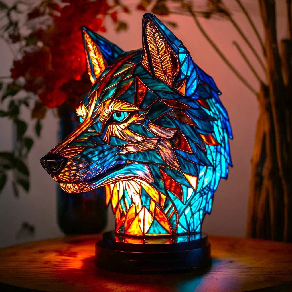 Blaze | Lampa Magisk Wolf w kolorowym szkle