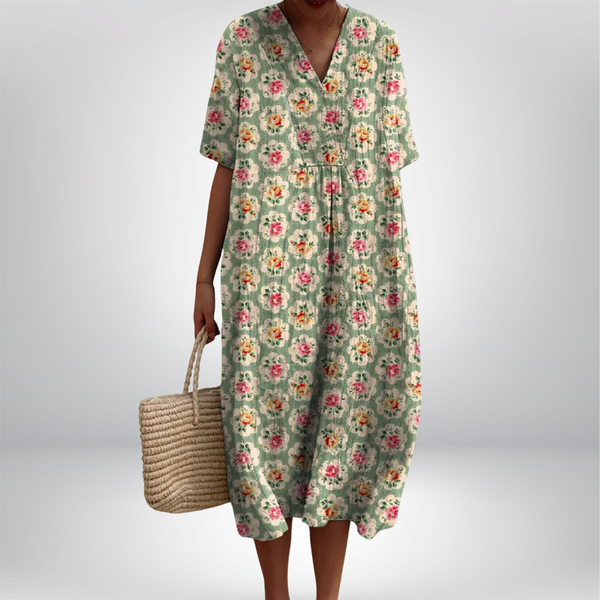 Femke | Sukienka w Stylu Vintage z Kwiatowym Wzorem - Edycja Limitowana