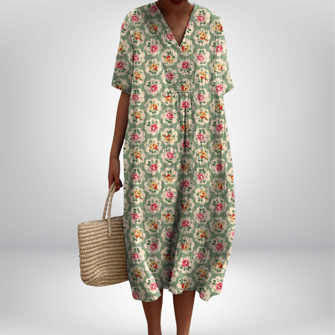 Femke | Sukienka w Stylu Vintage z Kwiatowym Wzorem - Edycja Limitowana