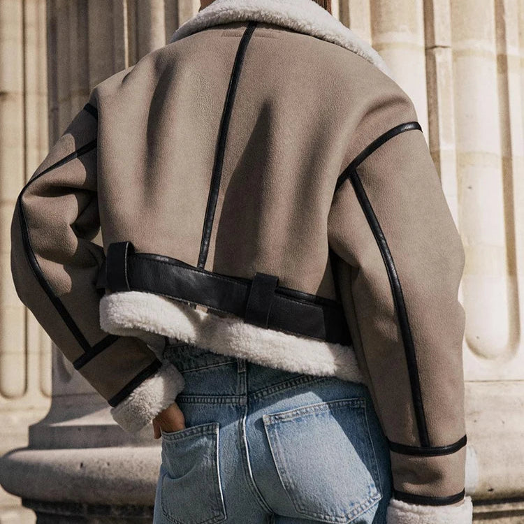 Bellini | Uniwersalna kurtka skórzana w kolorze khaki