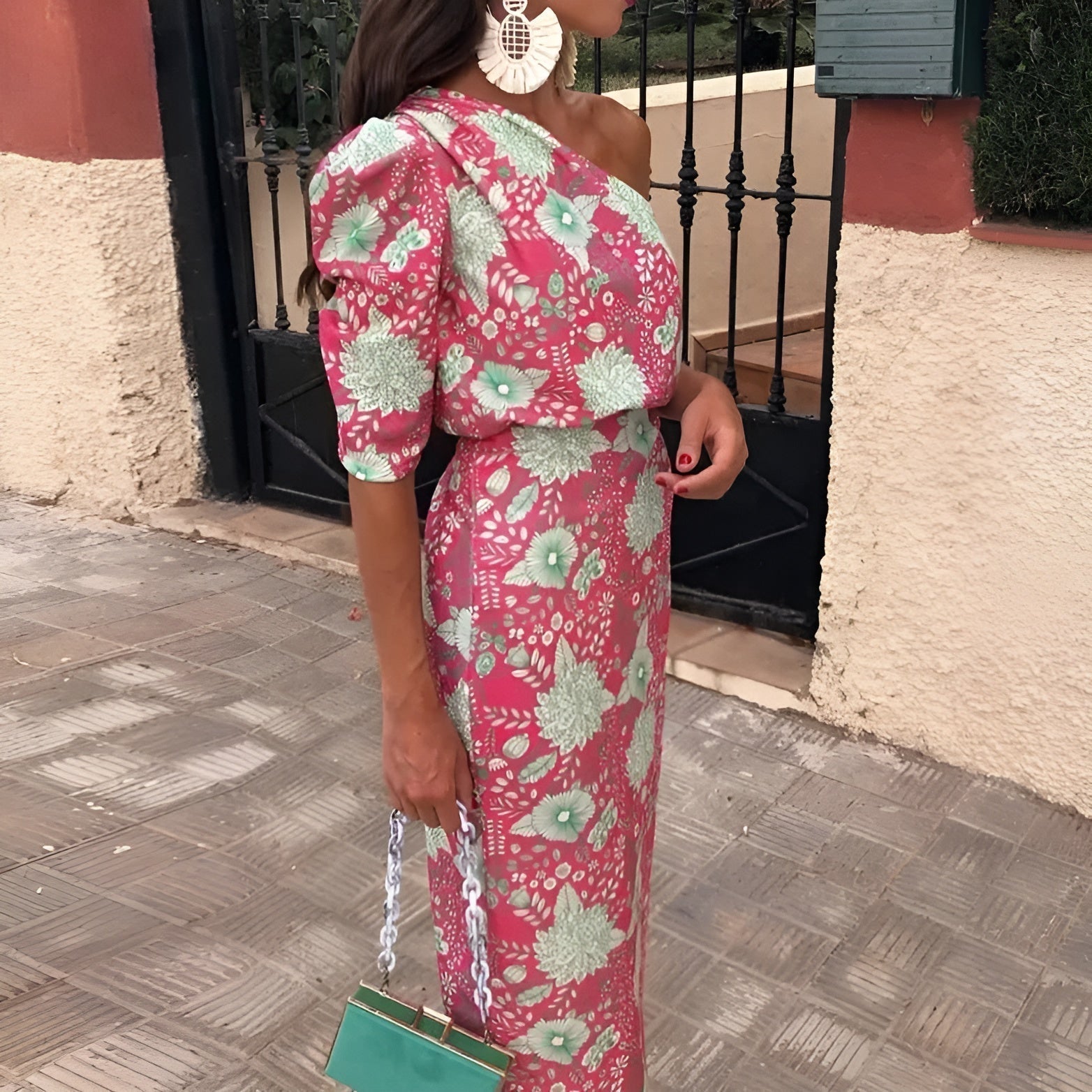 Émilie™ | Długa sukienka w nadruk