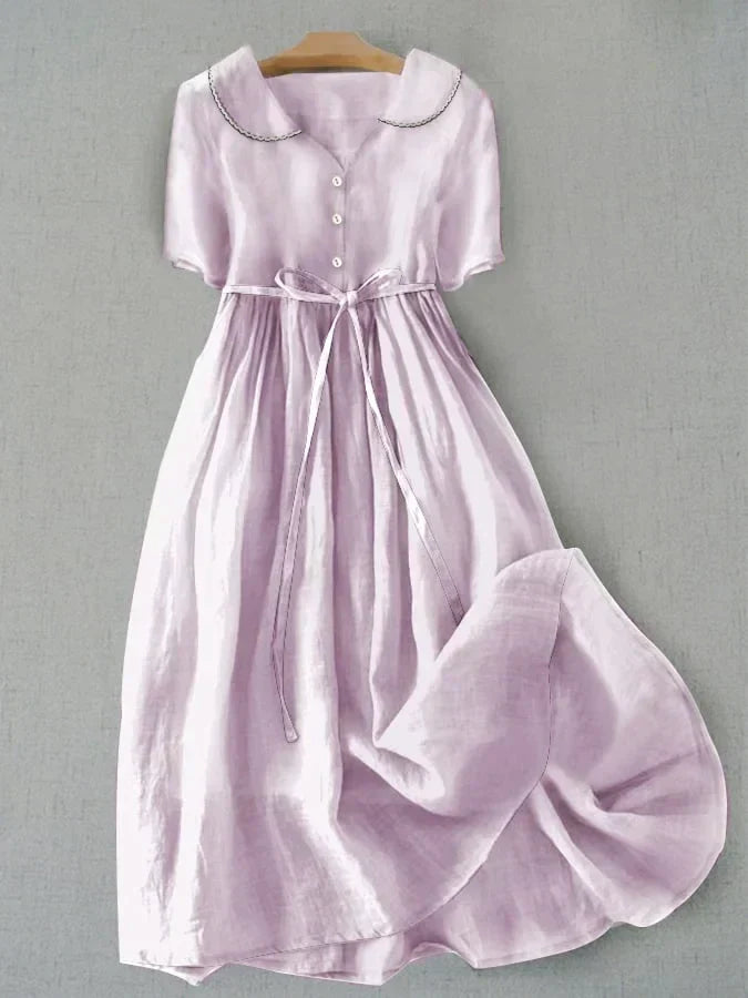 Isla - Elegancka sukienka midi z bawełny i lnu