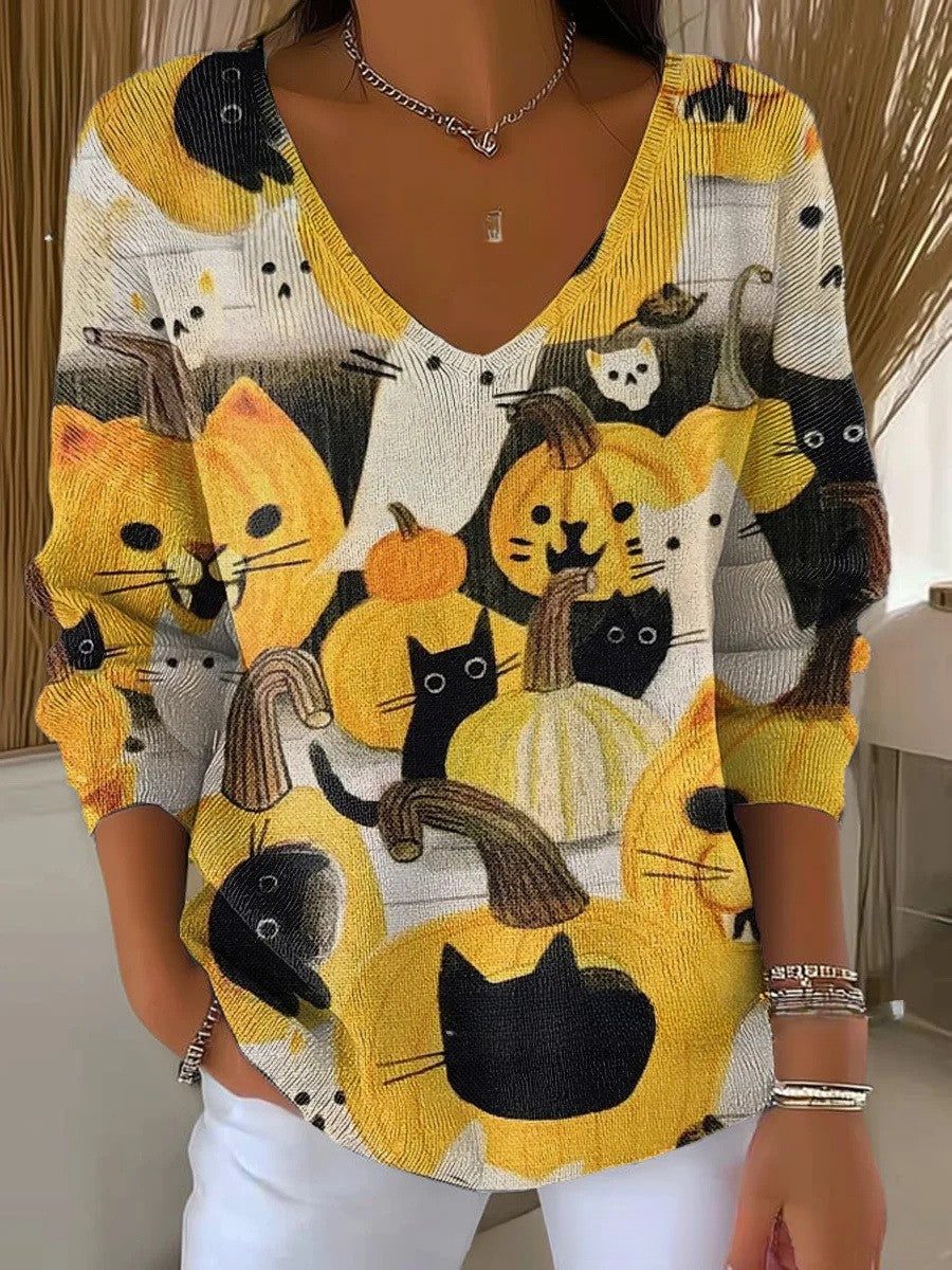 Melavie – Damski premium miękki sweter z dekoltem w serek