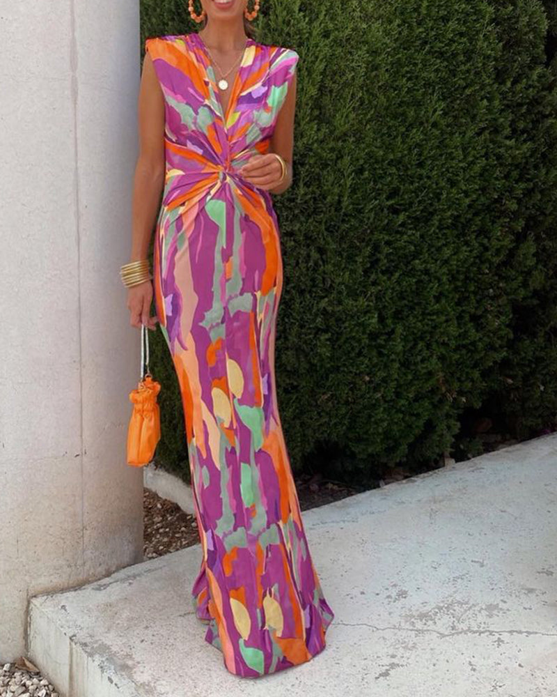 Élodie™ | Długa sukienka bez rękawów z wiązaniem