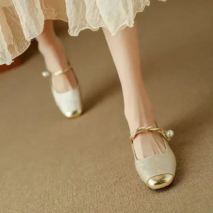 Cecilia™ | Perłowe Baleriny Mary Jane